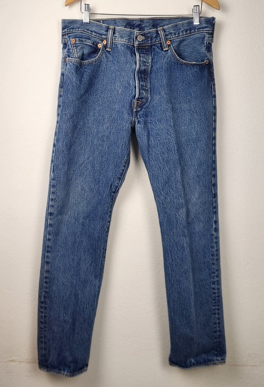 Levi's 501 Snap Button Straight Leg Jeans Size 34x32 Blue